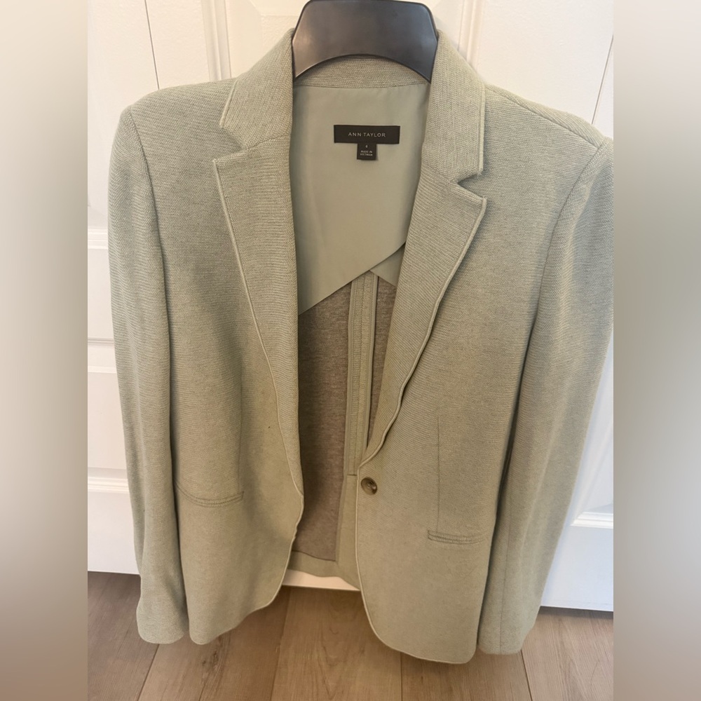 Ann Taylor Cotton Blazer Jacket Sea Green.